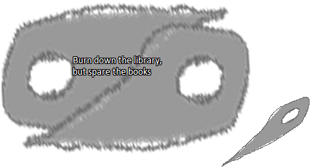 Needle suggesting a library burning