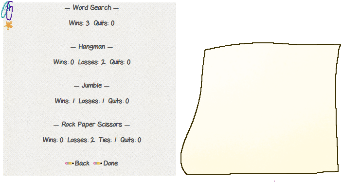 Paper showing the current game statistics