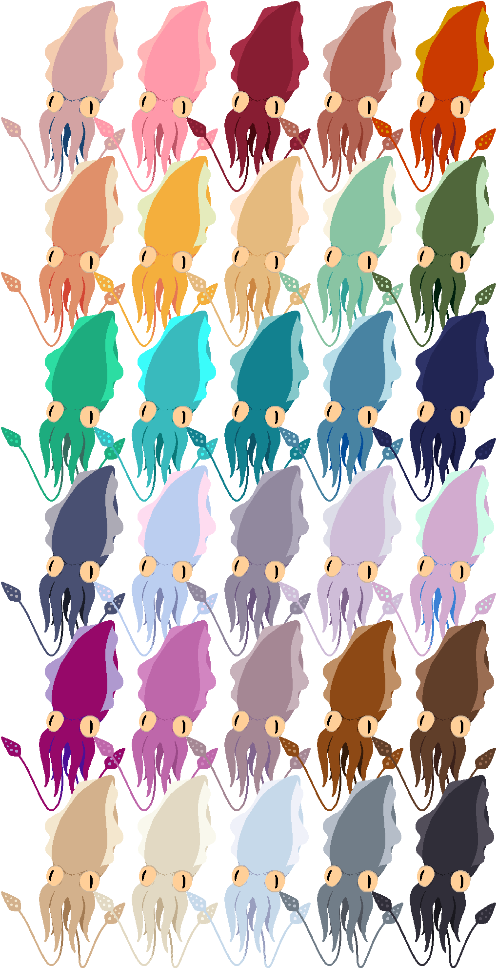 Squid color variations